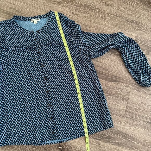 Whistles Blue Daisy Print Frill Blouse - Picture 8 of 10